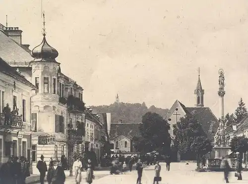 ALTE POSTKARTE LEIBNITZ PLATZ DROGERIE STEIERMARK 1920 Fahne Flag Pavillon postcard cpa AK Ansichtskarte