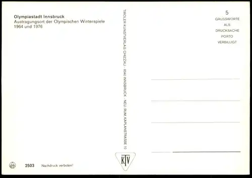 POSTKARTE INNSBRUCK OLYMPISCHE WINTERSPIELE 1964-1976 Olympiade Olympia Olympiades olympique Olymp Feuer Winterspiele