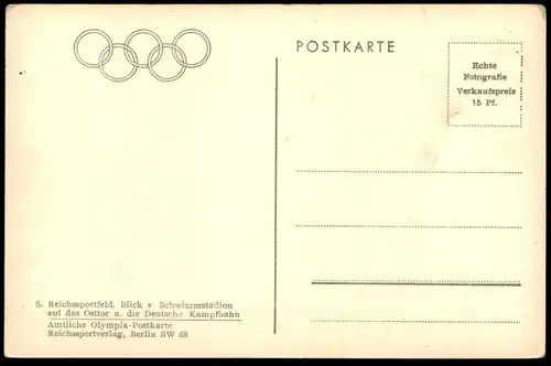ALTE POSTKARTE BERLIN 1936 OLYMPIA Olympic Games Olympische Spiele Stadion Blick auf Kampfbahn Stadium Stade postcard AK