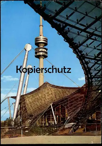 POSTKARTE MÜNCHEN OLYMPIASTADION MIT OLYMPIATURM Olympiapark Olympic Games Olympiades Turm tower tour stade cpa postcard