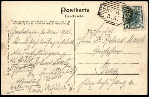 ALTE POSTKARTE TUBERKULOSEN-HEIM BEI GRATWEIN 1906 bei Graz Steiermark Heilstätte Enzenbach Hörgas Österreich Austria