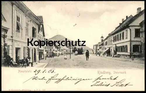 ALTE POSTKARTE KINDBERG HAUPTPLATZ 1903 Steiermark Österreich Austria Tornister knapsack cartable satchel brioche Ranzen