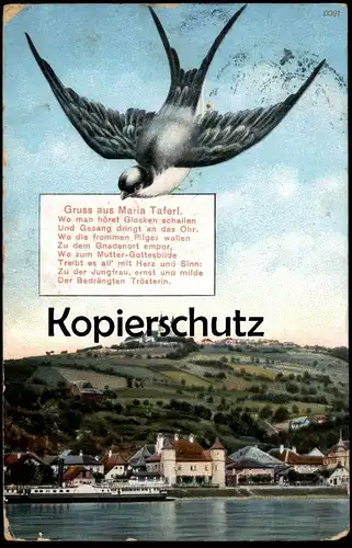 ALTE POSTKARTE GRUSS AUS MARIA TAFERL WO MAN HÖRET GLOCKEN SCHALLEN SCHWALBE SCHIFF SHIP hirondelle swallow cpa postcard