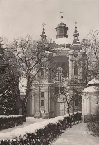 ÄLTERE POSTKARTE CHRISTKINDL BEI STEYR OBERÖSTERREICH IM SCHNEE snow neige winter Kirche church église AK Ansichtskarte
