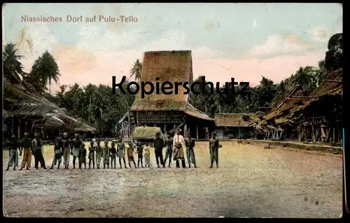 ALTE POSTKARTE NIASSISCHES DORF AUF PULU-TELLO NIAS PASAR PULAU TELLO SUMATERA UTARA PULAUTELO postcard cpa AK