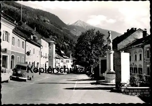 ÄLTERE POSTKARTE SCHROTH KURORT OBERVELLACH IM MÖLLTAL HAUPTPLATZ Volkswagen VW Bus T1 Bulli Denkmal monument cpa AK