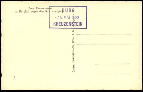 ALTE POSTKARTE BURG KREUZENSTEIN 2. BURGHOF GEGEN DEN KASCHAUERGANG 1932 LEOBENDORF chateau castle Kinder enfants cpa AK