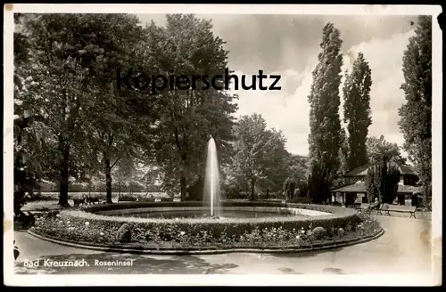 ALTE POSTKARTE BAD KREUZNACH ROSENINSEL Springbrunnen Brunnen fontaine fountain postcard Ansichtskarte cpa AK
