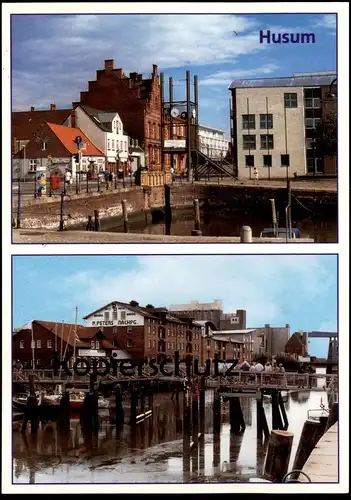 ÄLTERE POSTKARTE HUSUM HAFEN P. PETERS NACHF. harbour port Ansichtskarte postcard cpa AK