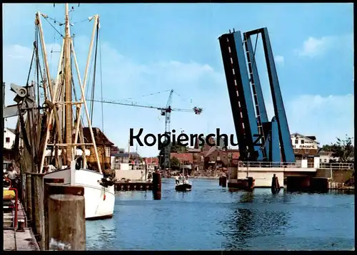 ÄLTERE POSTKARTE HUSUM HAFEN KLAPPBRÜCKE Brücke flap bridge counterpoise pont basculant ship Ansichtskarte postcard cpa