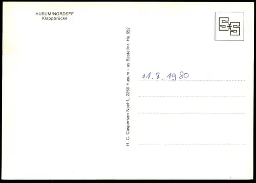 ÄLTERE POSTKARTE HUSUM HAFEN KLAPPBRÜCKE Brücke flap bridge counterpoise pont basculant ship Ansichtskarte postcard cpa