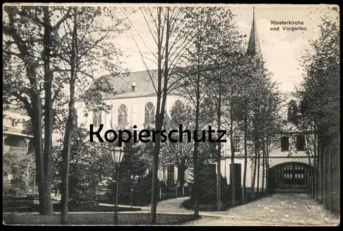 ALTE POSTKARTE MÜLHAUSEN GREFRATH KLOSTERKIRCHE UND VORGARTEN PENSIONAT UNSERER LIEBEN FRAU postcard AK Ansichtskarte