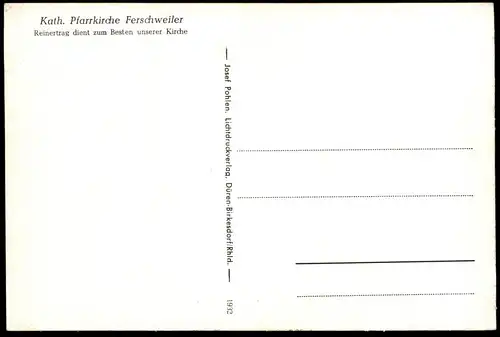 ALTE POSTKARTE FERSCHWEILER KATHOLISCHE PFARRKIRCHE KIRCHE BEI BITBURG SÜDEIFEL Eifel Ansichtskarte AK postcard cpa