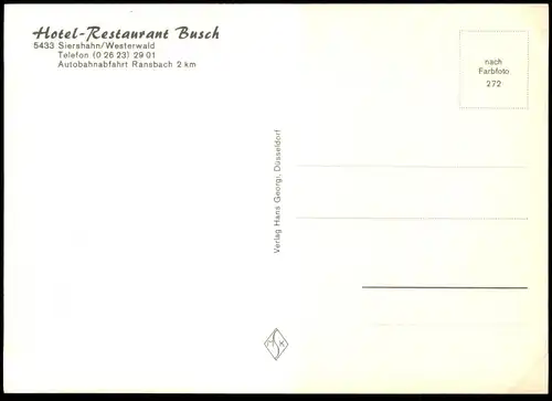 ÄLTERE POSTKARTE SIERSHAHN HOTEL RESTAURANT BUSCH AUTOBAHNAUSFAHRT RANSBACH WIRGES WESTERWALD Ansichtskarte postcard cpa