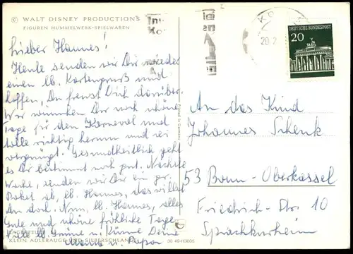 ÄLTERE POSTKARTE HUMMELWERK LAGERFEUER KLEIN ADLERAUGE UND SILBERSCHLANGE WALT DISNEY cpa postcard Ansichtskarte