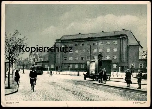 ALTE POSTKARTE GELSENKIRCHEN-BUER POSTAMT FELDPOST 21.12.1939 Strassenbahn Gelsenkirchen Buer LKW Ansichtskarte postcard