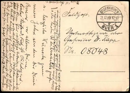 ALTE POSTKARTE GELSENKIRCHEN-BUER POSTAMT FELDPOST 21.12.1939 Strassenbahn Gelsenkirchen Buer LKW Ansichtskarte postcard