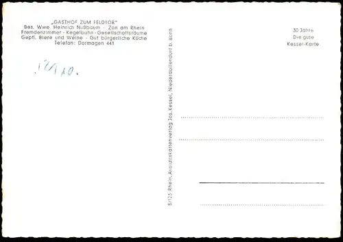 ÄLTERE POSTKARTE GRUSS AUS ZONS SCHLÖSSERS GASTSTÄTTE NUSSBAUM GASTHOF ZUM FELDTOR CocaCola Coca Cola Russische Eier