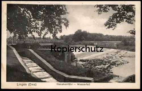 ALTE POSTKARTE LINGEN EMS HANEKENFÄHR WASSERFALL FISCHTREPPE LACHSTREPPE salmon leap cpa AK Ansichtskarte postcard