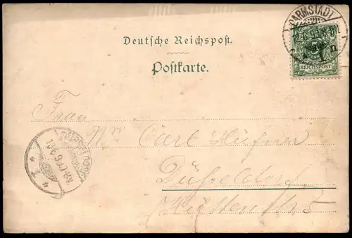 ALTE LITHO POSTKARTE GRUSS VOM HOTEL RESTAURANT WALDFRIEDE H. ZIMMERMANN DARMSTADT EBERSTADT Ansichtskarte postcard cpa