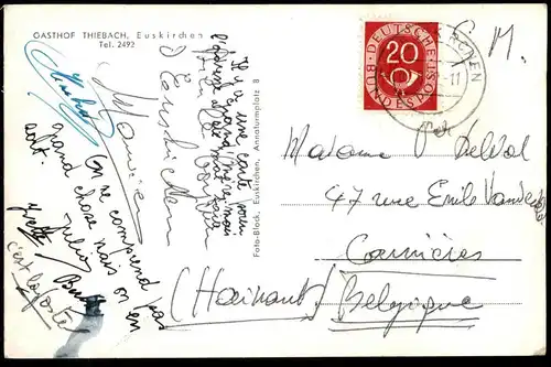 ALTE POSTKARTE EUSKIRCHEN GASTHOF THIEBACH INNENANSICHT Inneres verm. 40er Jahre postcard AK Ansichtskarte cpa