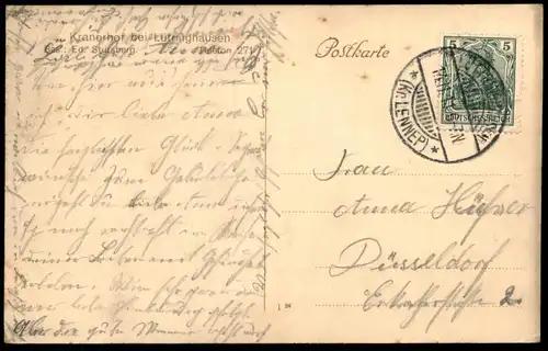 ALTE POSTKARTE KRANERHOF BEI LÜTRINGHAUSEN MIT KUTSCHE 1911 BESITZER STURSBERG REMSCHEID Lüttringhausen Ansichtskarte AK