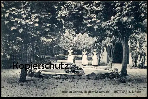ALTE POSTKARTE NUTTLAR A. D. RUHR PARTIE IM GARTEN GASTHOF SAUERWALD Bestwig Sauerland cpa postcard AK Ansichtskarte