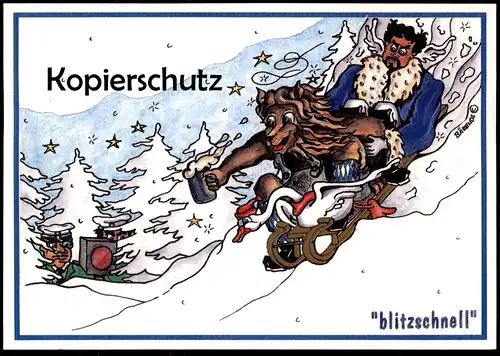 ÄLTERE POSTKARTE KÖNIG LUDWIG SCHLITTEN POLIZEI RADAR GANS goose Blitzer Bier Teufel devil diable Krampus cpa AK