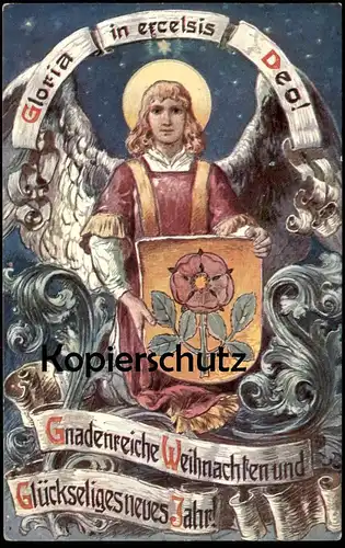 ALTE POSTKARTE ENGEL ANGEL ANGE GLORIA IN EXCELSIS DEO Weihnachten Wappen blason cpa Ansichtskarte postcard AK