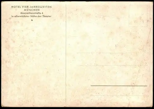ALTE POSTKARTE MÜNCHEN HOTEL VIER JAHRESZEITEN RESTAURANT WALTERSPIEL Vierjahreszeiten four seasons Ansichtskarte cpa AK