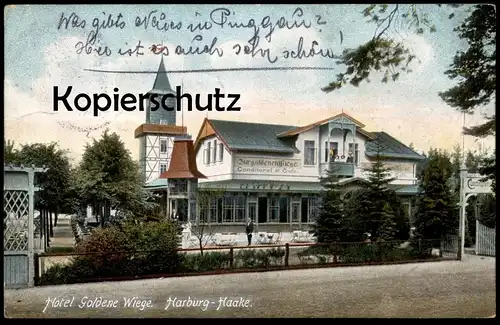 ALTE POSTKARTE HAMBURG HAAKE HOTEL GOLDENE WIEGE Harburg AK Ansichtskarte postcard cpa