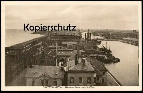 ALTE POSTKARTE BREMERHAVEN WESERMÜNDE UND HÄFEN Hafen port harbour Ansichtskarte AK postcard cpa