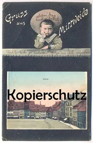 ALTE POSTKARTE GRUSS AUS MITTWEIDA MARKT Junge Kind enfant child boy Ansichtskarte postcard AK cpa