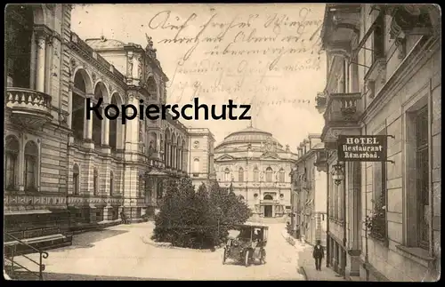 ALTE POSTKARTE BADEN-BADEN 1907 HOTEL RÖMERBAD AUTO Hzg. Friedrichs- und Kaiserin Augusta Bad car postcard Ansichtskarte