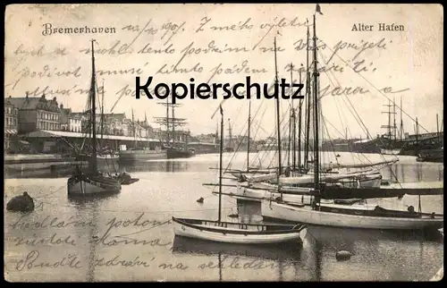 ALTE POSTKARTE BREMERHAVEN ALTER HAFEN SCHIFFE SEGELSCHIFF port harbour Ansichtskarte AK postcard cpa