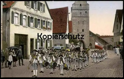 ALTE POSTKARTE DINKELSBÜHL KINDERZECH FESTSPIEL KNABENKAPELLE MIT KLEINEN OBRISTEN UND STADTSOLDATEN Kinder Musik child