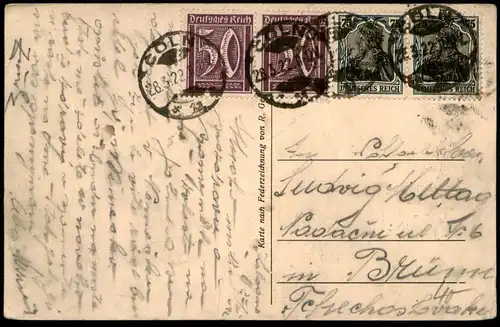 ALTE KÜNSTLER POSTKARTE KÖLN AM RHEIN ST. JOHANN BAPTIST FEDERZEICHNUNG VON R. GEISSLER Geißler Cöln Ansichtskarte