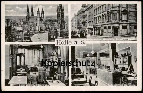 ALTE POSTKARTE HALLE SAALE BODENSTEINER GASTSTÄTTE 1942 JOHANNES ROLKE BIERQUELLE COBURGER BIERSTUBE Ansichtskarte AK