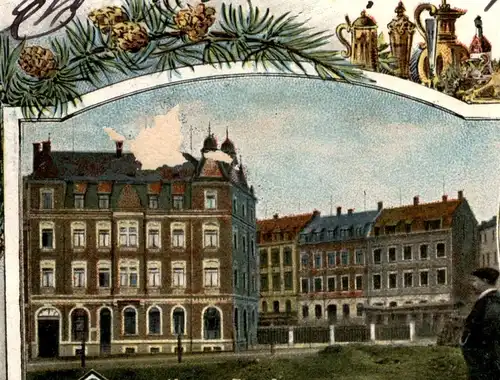 ALTE LITHO POSTKARTE RESTAURANT ALBERTHOF PLAUEN IM VOGTLAND BESITZER ALBIN GROSCHUPP Billard billiard Ansichtskarte AK