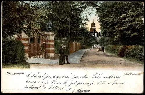 ALTE POSTKARTE HAMBURG BLANKENESE NORDERSTRASSE HERREN ANZUG HUT TOR EINFAHRT AK Ansichtskarte postcard cpa