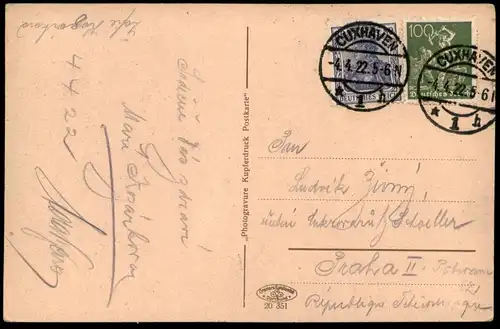 ALTE POSTKARTE CUXHAVEN ANLAGE MIT POSTAMT Post Ansichtskarte postcard cpa AK