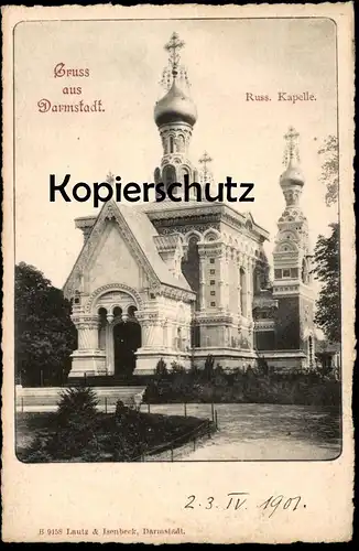 ALTE POSTKARTE GRUSS AUS DARMSTADT RUSSISCHE KAPELLE 1901 russian chapel Ansichtskarte postcard cpa AK