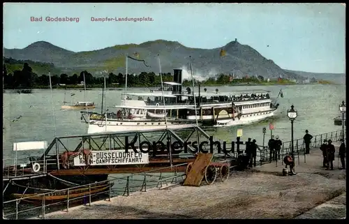 ALTE POSTKARTE CÖLN-DÜSSELDORFER RHEIN-DAMPFSCHIFFAHRT DAMPFER LANDUNGSPLATZ BAD GODESBERG Köln-Düsseldorfer