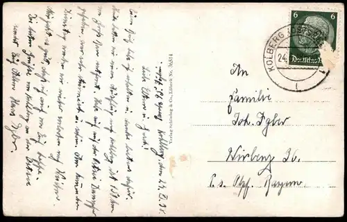 ALTE POSTKARTE KOLBERG HAFENAUSFAHRT 1938 COLBERG KOLOBRZEG POMMERN Ansichtskarte AK cpa postcard