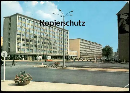 ÄLTERE POSTKARTE KARL-MARX-STADT BRÜCKENSTRASSE Hausmalerei Graffiti Chemnitz cpa AK postcard