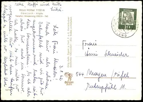 ÄLTERE POSTKARTE OBERJOCH ALLGÄU HAUS HÖLTER Hochallgäu Hindelang Ansichtskarte cpa AK postcard