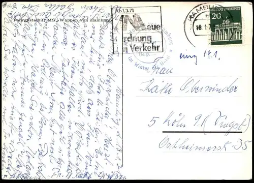 ÄLTERE POSTKARTE HAMBURG FAHRGASTSCHIFF MS WAPPEN VON HAMBURG Schiff ship bateau Ansichtskarte AK cpa postcard