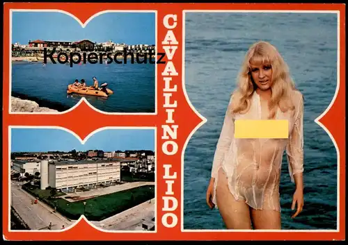 POSTKARTE CAVALLINO LIDO SEMI-NACKTE FRAU Brust seins nus nude breast woman girl FKK nue postcard cpa AK Ansichtskarte