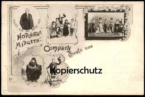 ALTE POSTKARTE HORWATH ZWERGE 1899 Midget verm. Barnum & Bailey Zirkus Horwaths cirque circus nain dwarf postcard cpa AK