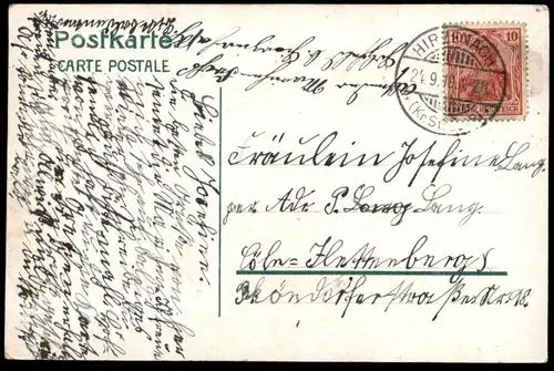 ALTE LITHO POSTKARTE GRUSS AUS HOLZFELD BEI HIRZENACH SCHULHAUS GASTWIRTSCHAFT VON ANTON KARBACH BOPPARD cpa postcard AK